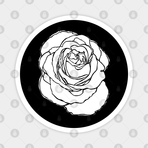 Cottage Core, White Rose Flower Magnet by badlydrawnbabe